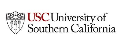 The logo of the University of Southern California is prominently displayed with a bold font, symbol, and text design.