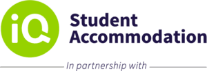 This image is showing a partnership between a student accommodation provider and another organization. Full Text: Student Accommodation In partnership with