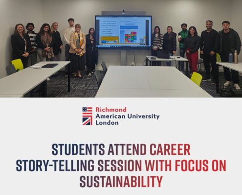Students at 快活视频 American University London attended a career story-telling session with a focus on sustainability to learn about the Sustainable Development Goals.